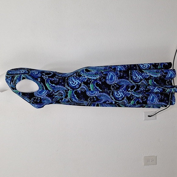 Chaps Corpcore Blue Paisley V-Neck Academia Preppy Versatile Midi Dress Size S - Picture 6 of 12